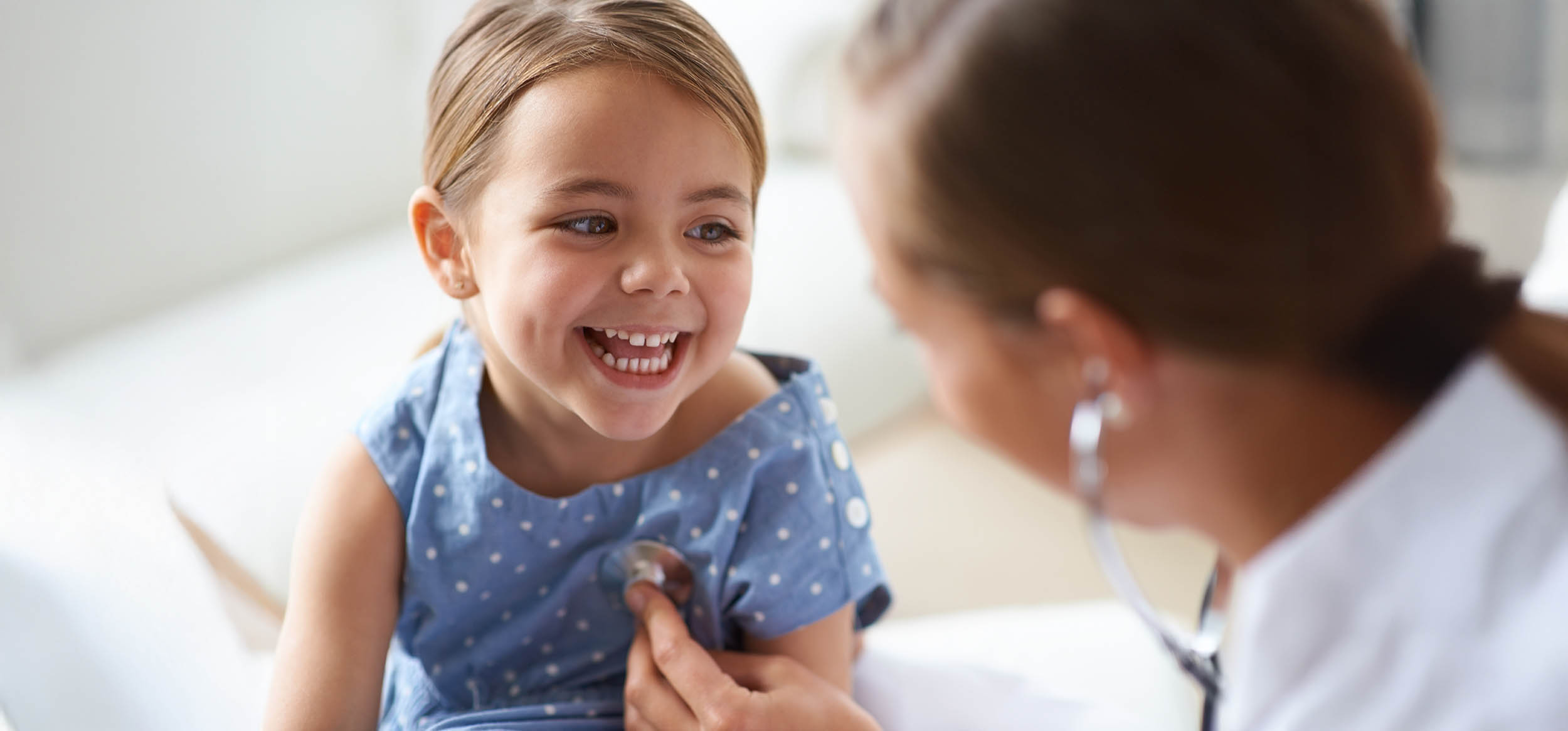 Happy,Girl,,Kid,And,Pediatrician,With,Stethoscope,For,Medical,Consulting,